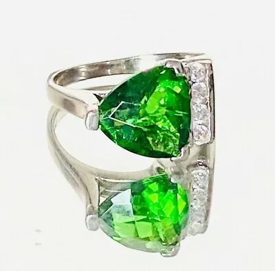 R2631G Mt. St. Helens Green Helenite10x10mm Trillian 2Ct Sterling Silver Ring • $70