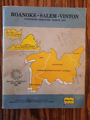 March 1965 Roanoke Salem VInton VA Telephone Directory Phone Book History • $19.50