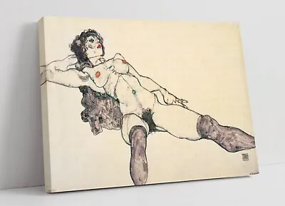 Egon Schiele Lying Female Nude Spread Legs -canvas Wall Art Artwork Framed Print • £14.99