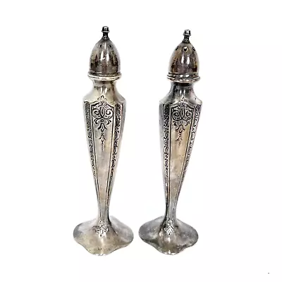 Vintage W.B. Mfg. Co. Silver Plated Victorian Style Salt & Pepper Shakers 6.5  • $16.97