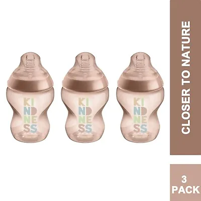 3 PACK - Tommee Tippee Closer To Nature Bottle 0m+ Anti-Colic Baby Bottles 260ml • £14.99