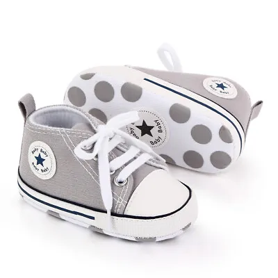 Newborn Baby Boy Girl Shoes Toddler Pre Walker Canvas Sneakers Trainers 0-12M • £4.99