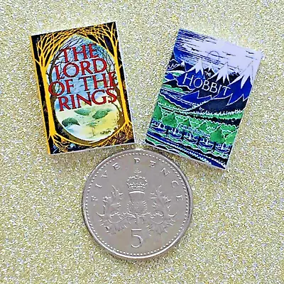 TWO DOLLS HOUSE MINIATURE BOOKS LOTR HOBBIT Early Edition Style HANDMADE 1:12th • £1.95