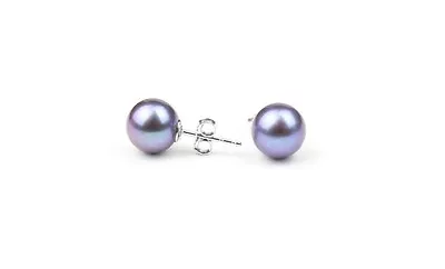 18k White Gold Plated 8mm Fresh Pearl Stud Earrings Made With Swarovski Elements • $8