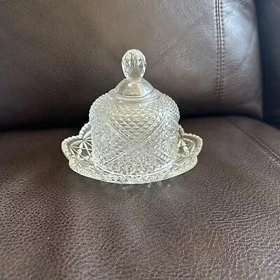 Vintage Avon Fostoria Diamond Cut Glass Dome Cover Butter Cheese Dish Circa 1970 • $6