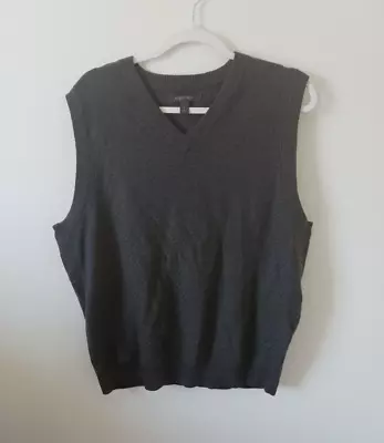 Nordstrom Men's Sweater Vest Charcoal Size L 100% Extra Fine Merino Wool V Neck • $23.99