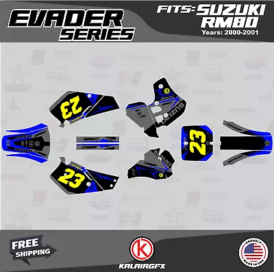 Graphics Decal Kit For Suzuki RM80 (2000-2001) RM80 Evader Series - Blue Shift • $54.99