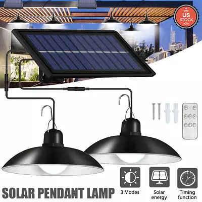 Double Head LED Solar Hanging Lights Solar Pendant Light Remote Motion Sensor US • $17.90