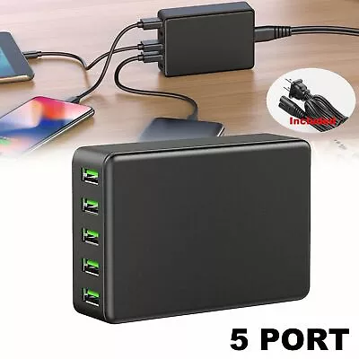 US 5 Port Fast  Charge USB Hub Wall Charger Power Adapter With  Plug Cable • $12.62