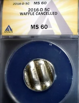 2016d ERROR ANACS MS60 WAFFLED Jefferson Nickel BU+ Coin STRUCK Waffle W Details • $69.99