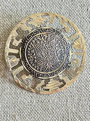 Vintage Mayan Aztec Hecho En Mexico Sterling Silver 925 Brooch ￼ • $16.99
