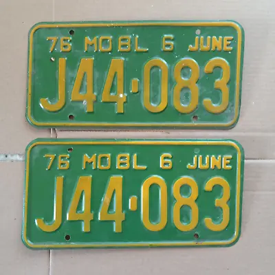 PAIR 1976 Missouri BL 6 TRUCK License Plate -  J44 083  (gold On Green) 76 MO BL • $17.50