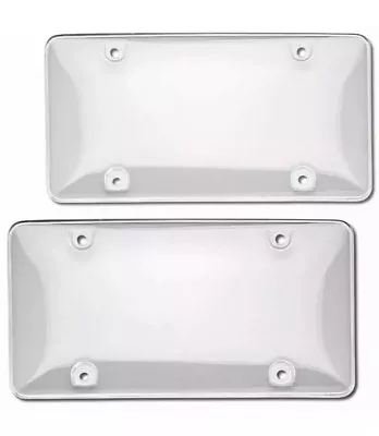 2x Car Van Clear License Plate Tag Frame Bubble Shield Truck Covers • $8.95