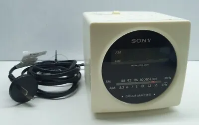 Sony Dream Machine ICF-C130 Clock Radio Player Works AM/FM White Cube Alarm • $30