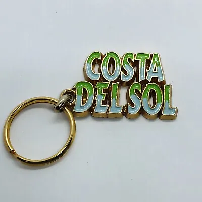 Costa Del Sol Spain Souvenir Metal & Enamel Gold Tone Keychain • $7.99