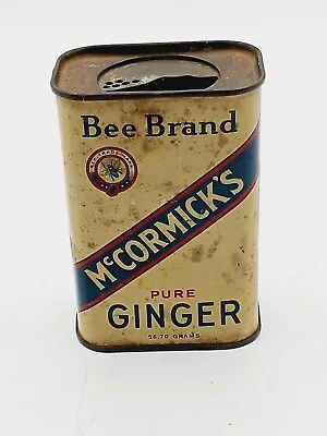 Vintage Circa 1936 McCormicks Bee Brand Ginger Spice Tin Empty No Swing Top • $12.95