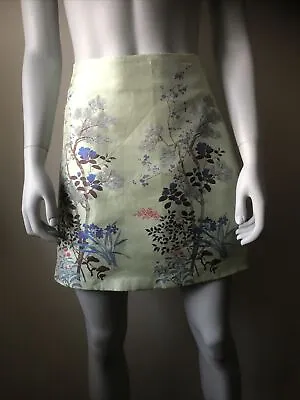 £6.99 • Buy NEW LOOK Oriental Pale Green Satin A Line Short Skirt  Fully Lined Size 10 VGC
