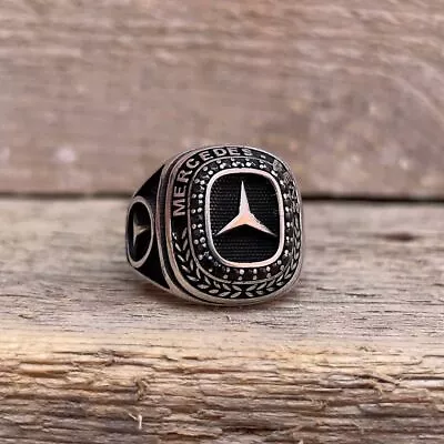 Solid Sterling 925 Silver Mens Jewelry Car Logo ( MERCEDES- BENZ ) Men's Ring • $39