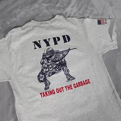 Vintage 2001 NYPD New York Police Department Gun Rifle T Shirt Mens L Slim Fit • $17.99