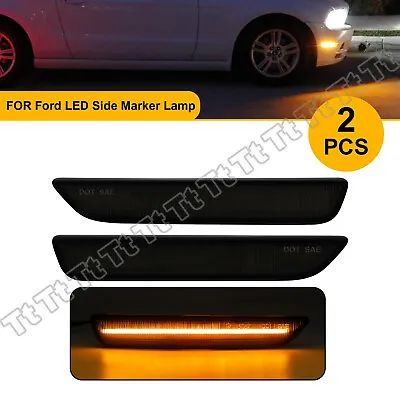 2x LED Side Marker Light Front Fender Amber Lamp For 2010-14 Ford Mustang Smoked • $28.99