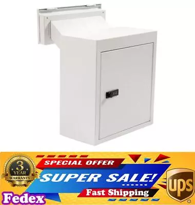 Through The Wall Drop Box Mail Drop Box +Adjustable Chute Deposit Drop Box White • $62.69