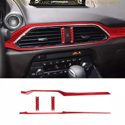 For Mazda CX-9 2016-2023 Red Real Carbon Fiber Console AC Air Outlet Vent Trim • $63.32