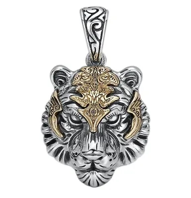 £6.99 • Buy Tiger Pendant Necklace & Chain HIGH QUALITY Silver & Gold Lion Big Cat Wildlife