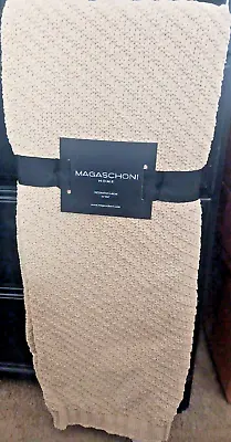 Magaschoni Home Throw Blanket Extra Soft And Decorative Knitted Ecru-50x60'' • $58
