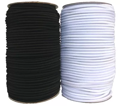 £3.20 • Buy Round Elastic Cord Black / White, Hat, Face Masks, Beading, Crafts 1mm/2mm/3mm 