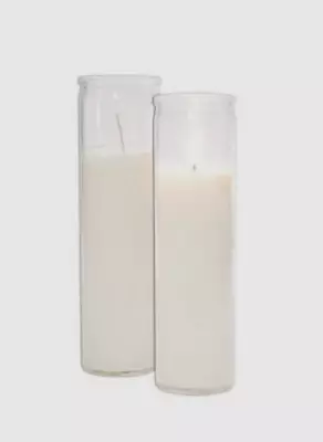 Candle White Set 2 Devotional Home Decor 7-Day Unscented  Round Cylinder 8” • $9.39