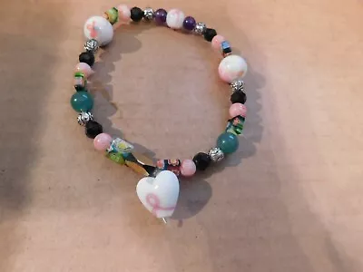 VTG Mult Color And Shape Beads SomeArt Beads Stretch Bracelet • $3