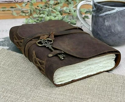 Genuine Leather Journal Notebook Handmade Deckle Edge Cotton Paper Diary • $48.99