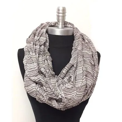 Men's Super Soft Thick And Thin Stripe Infinity Circle Scarf Wrap Brown/White • $7.49