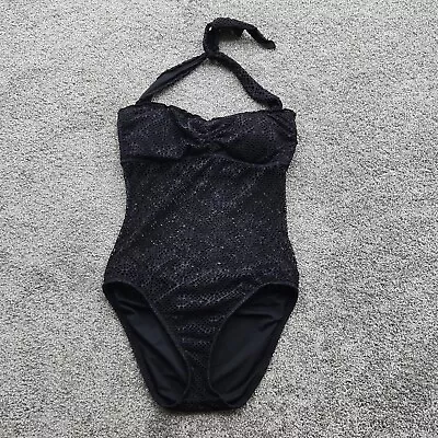 Mossimo Womens Lace Halter One Piece Swimsuit Small Black Swim Suit • $12.15