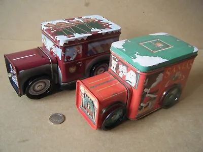 A Pair Of Lovely  CHRISTMAS VAN TINS  Of Which 1 Is Wind Up Musical. Unboxed. • £7.99