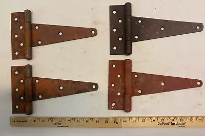 4 Vintage 10'' Farm Barn Door Gate Hand Forged Strap Hinges Great Patina Set • $25