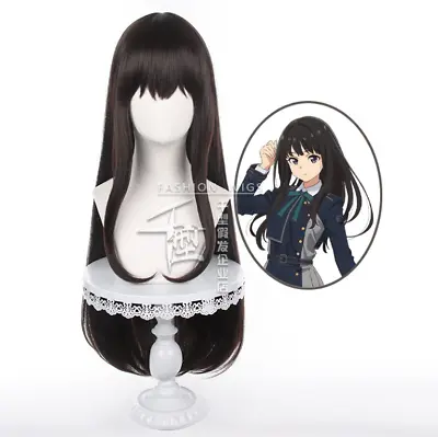 Anime Lycoris Recoil Takina Inoue Cosplay Long Wig Brown Black Synthetic Hair • £26.26