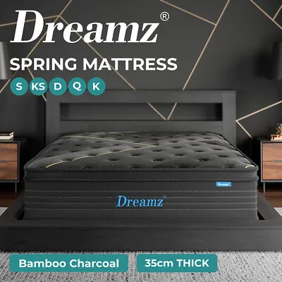 Dreamz Spring Mattress Euro Top Queen Double King Single Bed Bamboo Foam 35CM • $189.99