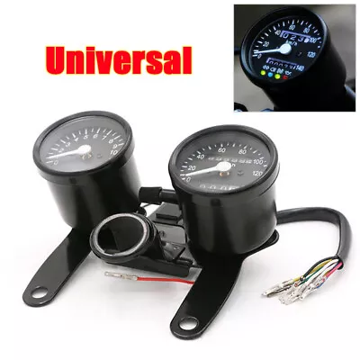 US Motorcycle Dual Odometer Speedometer Tachometer Gauge For Chopper Cafe Racer • $62.04