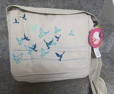 £15 • Buy Lassig Nappy Changing Messenger Bag With Storage Dividers: Cream & Bird Design 