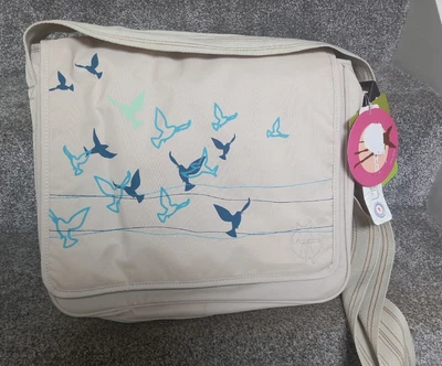 £15 • Buy Lassig Nappy Changing Messenger Bag With Storage Dividers: Cream & Bird Design 