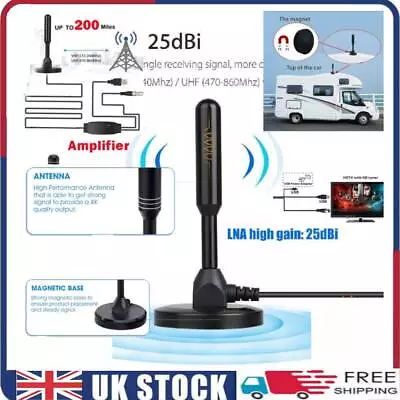 Portable Magnetic DVB Caravan HD Digital Freeview Indoor TV Antenna Aerial Ariel • £8.54