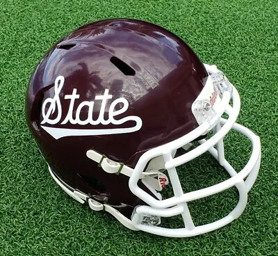 MISSISSIPPI STATE BULLDOGS  State  2022 MAROON SPEED FOOTBALL MINI HELMET +VISOR • $51