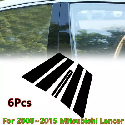 For 2008~2015 Mitsubishi EVO X Lancer 6pcs Black Door Trims Posts Pillar Panel • $14.99