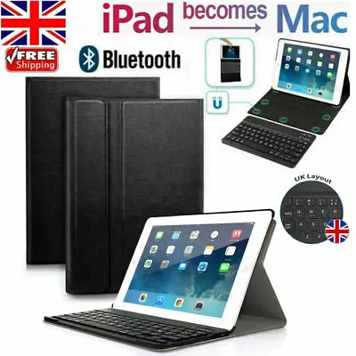 For IPad 6th/5th Air 2/1 Pro 9.7  Case Cover With Detachable Bluetooth Keyboard • £22.41