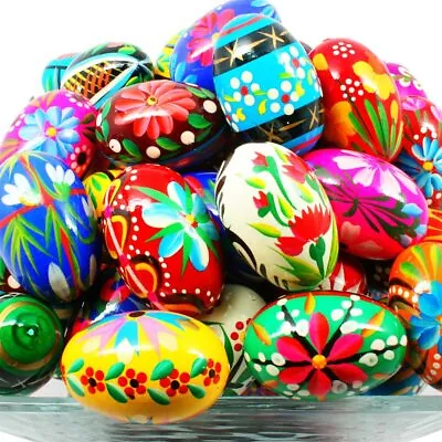 Set Of 13 Polish Pisanki Handpainted Wooden Easter Eggs - Bakers Dozen 13pcs • $43.99