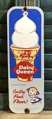 Vintage Dairy Queen 12” Porcelain Sign Ice Cream Country Fresh Flavor Gas Oil • $61