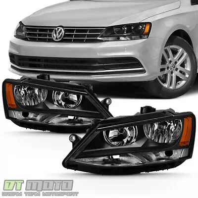 Black 2011-2018 Volkswagen VW Jetta Headlights Headlamps Replacement Left+Right • $98.99