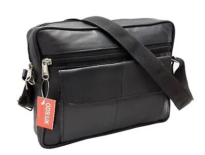 ODS:UK Men Ladies Real Leather Tote Cross Body Messenger Shoulder Handbag Bag • £9.75