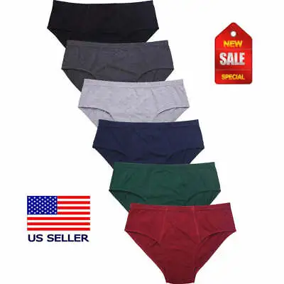 6 Men's Bikini Briefs Low Rise Cotton Solid Colors Underwear Smlxl • $16.99